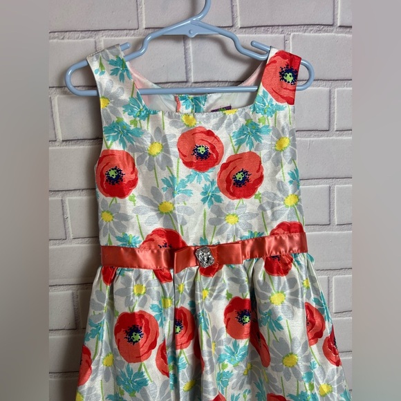 DOLLIE ME Floral Sleeveless Dress with Red Poppies/size 6 - Picture 2 of 12